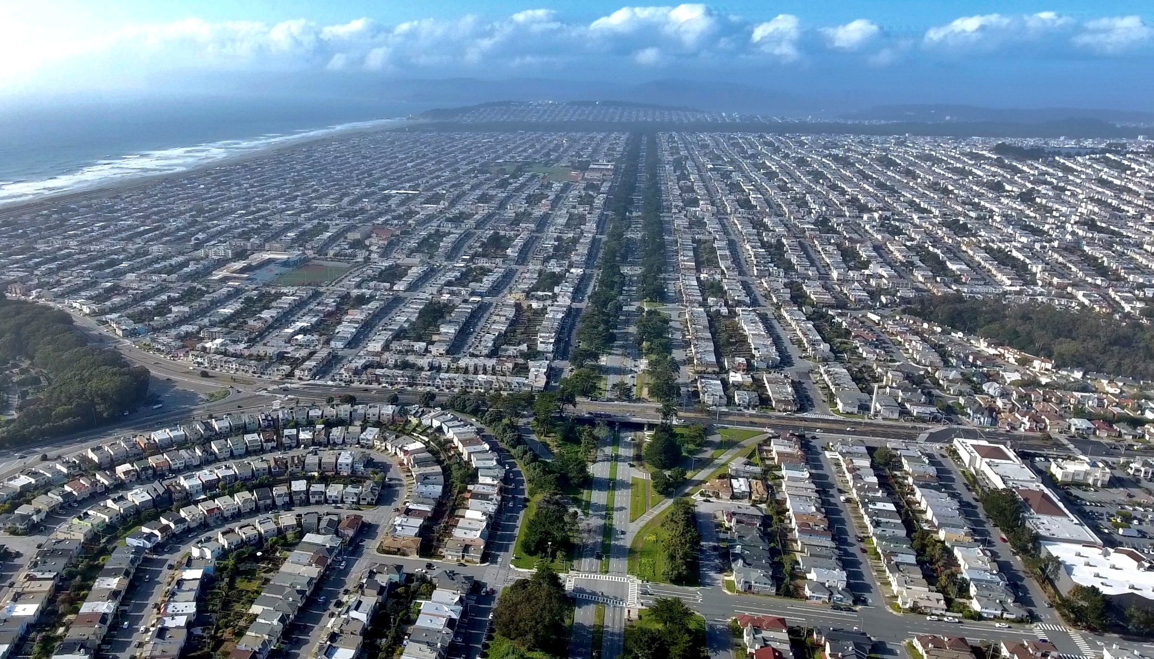 Aerial view of Sunset Boulevard