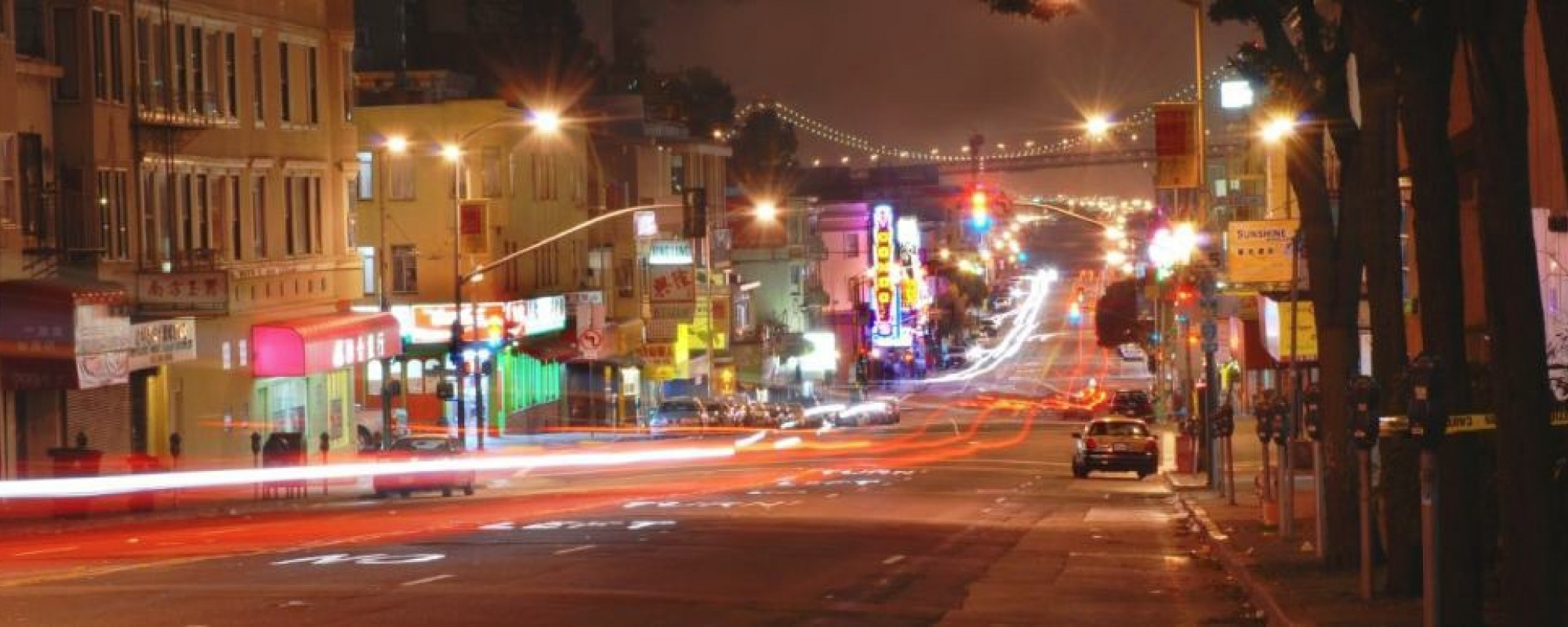 Chinatown on Broadway at night