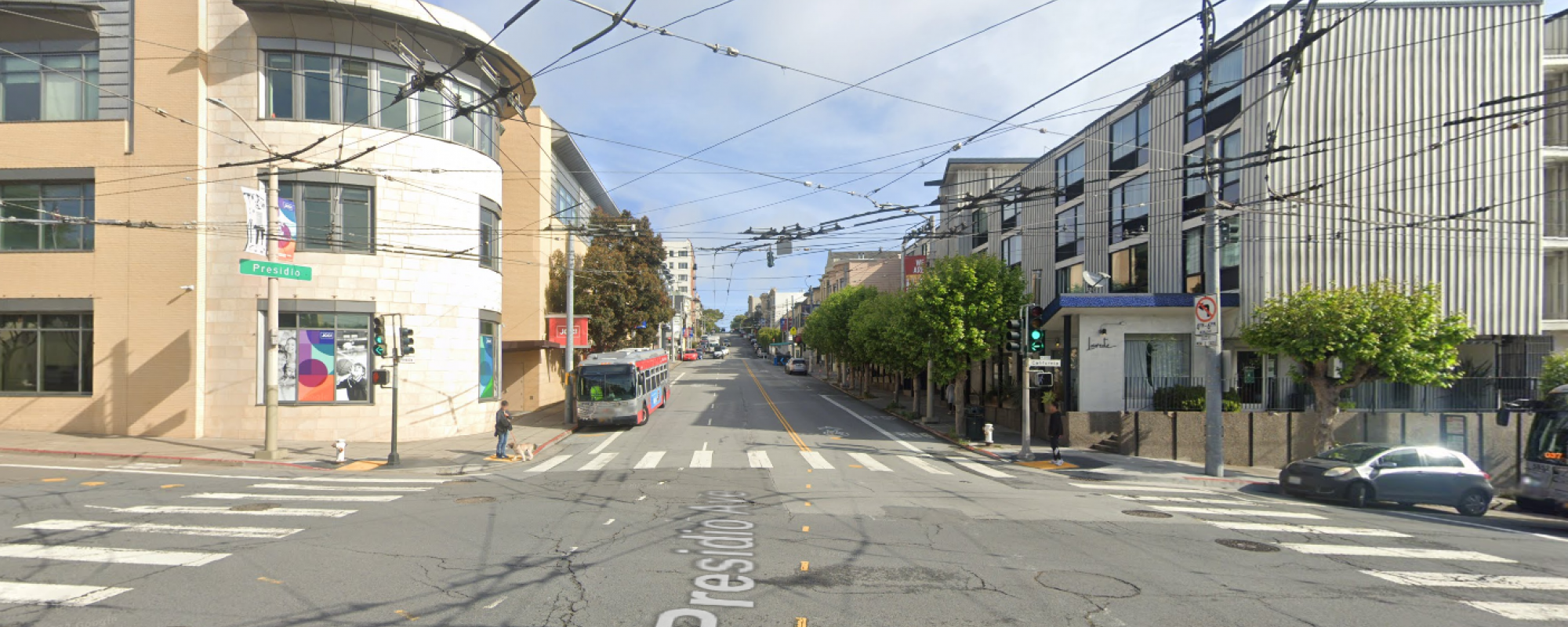 Street level view of presidio and california